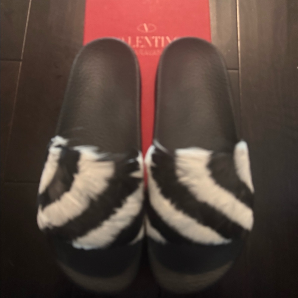Valentino Black and White Women's Slides